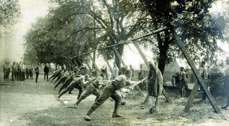 The Rifle Brigade bayonet practice