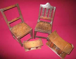 Two chairs and two stools
